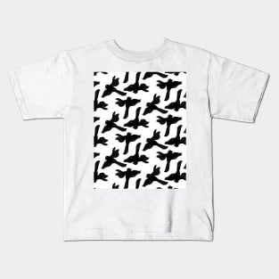 Black and white flying birds pattern Kids T-Shirt